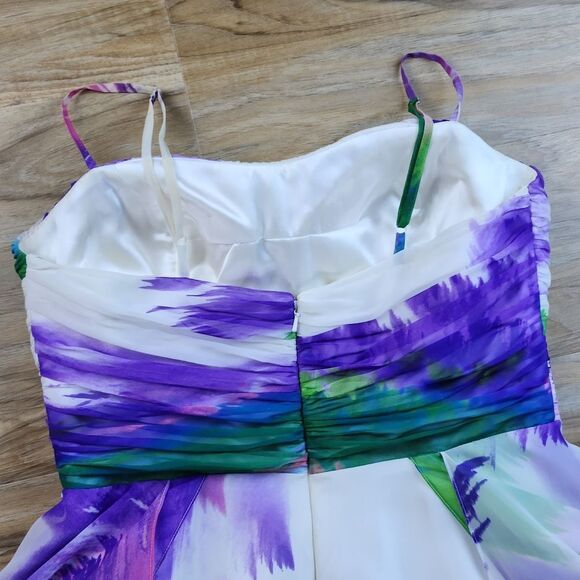 🔸️Dave & Johnny White, Purple, & Blue Floral Sleeveless Dress Size 13/14 - Picture 6 of 15